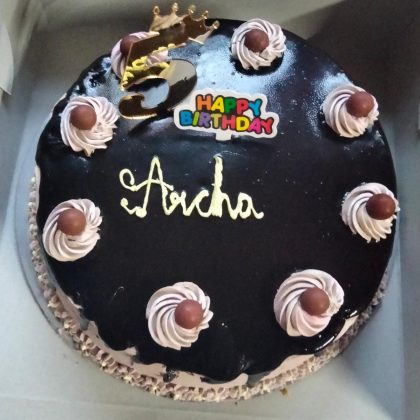 Homemade chocolate truffle cake